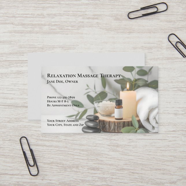 Affärskort vid massagebehandling med Masseuse Visitkort (Fram/Back In Situ)