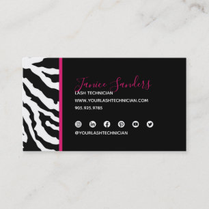 Affärskort Zebra tryck QR CODE, svart och Rosa Visitkort