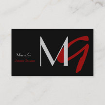 Affärskorten Anpassade Black och Red Monogram