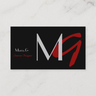 Affärskorten Anpassade Black och Red Monogram Visitkort