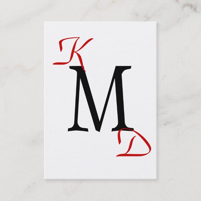 Affärskorten Anpassade Black och Red Monogram Visitkort (Framsida)