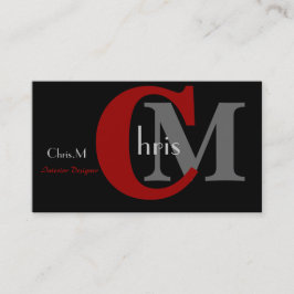 Affärskorten Anpassade Black och Red Monogram Visitkort