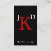 Affärskorten Anpassade Black och Red Monogram