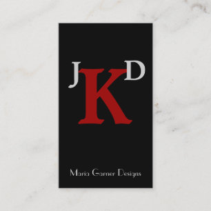 Affärskorten Anpassade Black och Red Monogram Visitkort