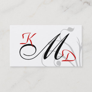 Affärskorten Anpassade Black och Red Monogram Visitkort