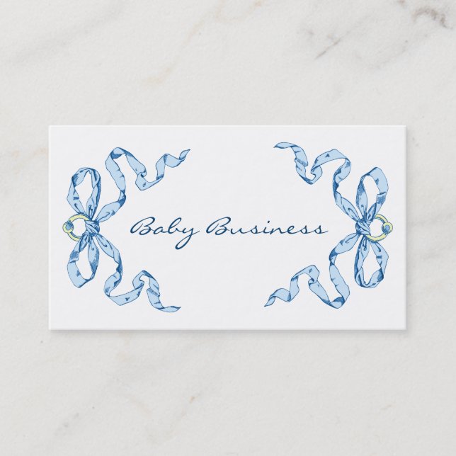 Affärskorten Baby Business Blue Bows Visitkort (Framsida)