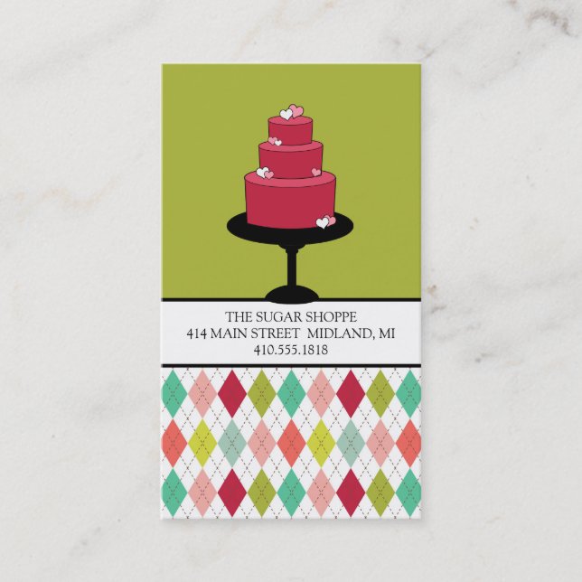 Affärskorten Bakery eller Cake Designer Visitkort (Framsida)