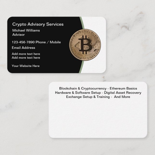 Affärskorten Bitcoin och Cryto Etherum Services Visitkort (Fram/baksida)