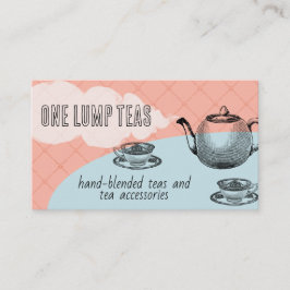 Affärskorten Blå blomma och tekanna och tekopp Visitkort