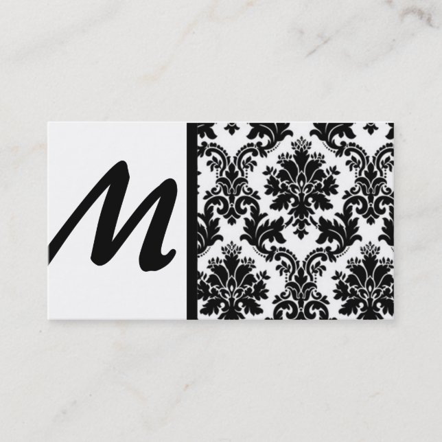 Affärskorten Black and White Damask Visitkort (Framsida)