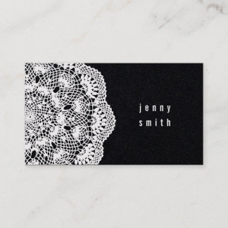 Affärskorten Black Board och Snöre Doily Mode Visitkort