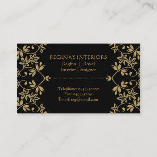 Affärskorten Black Guld Damask Insida Visitkort