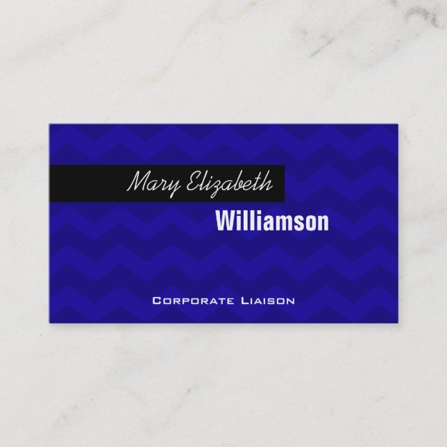 Affärskorten Blue Chevron Modern Professionell Visitkort (Framsida)