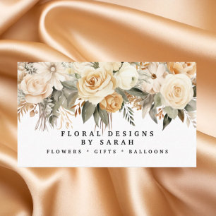 Affärskorten Boho Guld och Champagne Flowers Visitkort