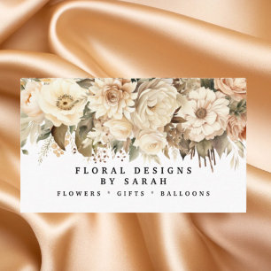 Affärskorten Boho Guld och Champagne Flowers Visitkort