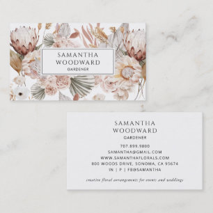 Affärskorten Boho Watercolor Wildblommor Gardener Visitkort