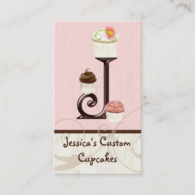 Affärskorten Brev J Monogram Dessert Bakery Visitkort (Framsida)