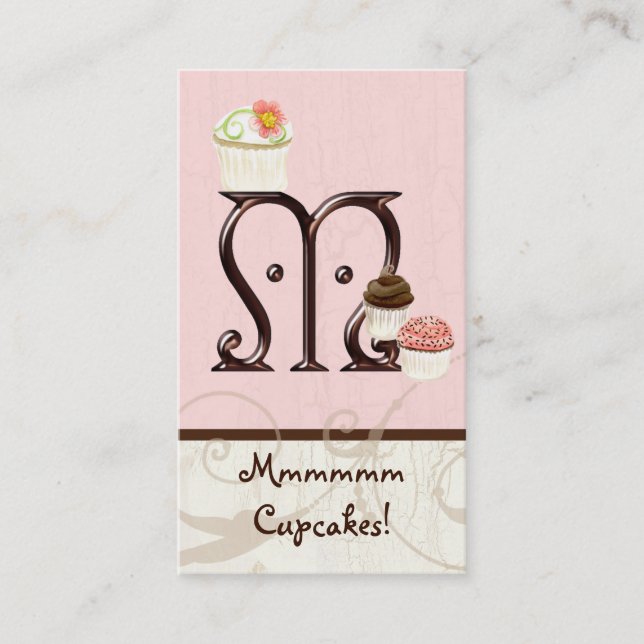 Affärskorten Brev M Monogram Dessert Bakery Visitkort (Framsida)