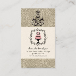 Affärskorten Cake Boutique Finare Taupe Damask Visitkort