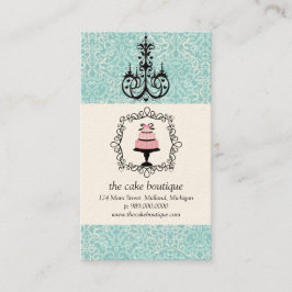 Affärskorten Cake Boutique Finare Teal Damask Visitkort