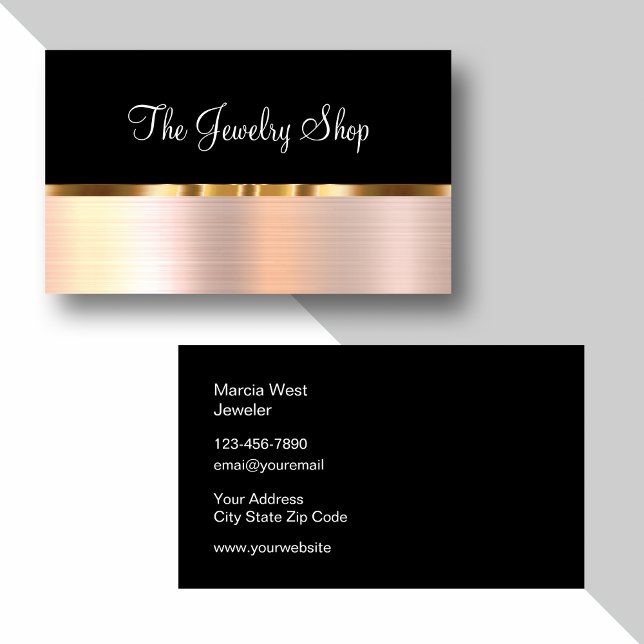 Affärskorten Classy Jewelry Theme Guld Tone Visitkort (Skapare uppladdad)