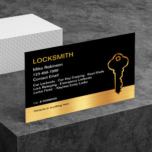 Affärskorten Classy Locksmith Guld House Nyckel Visitkort