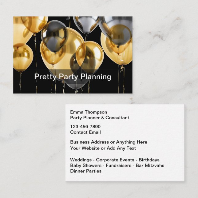 Affärskorten Classy Party Planner Visitkort (Fram/baksida)