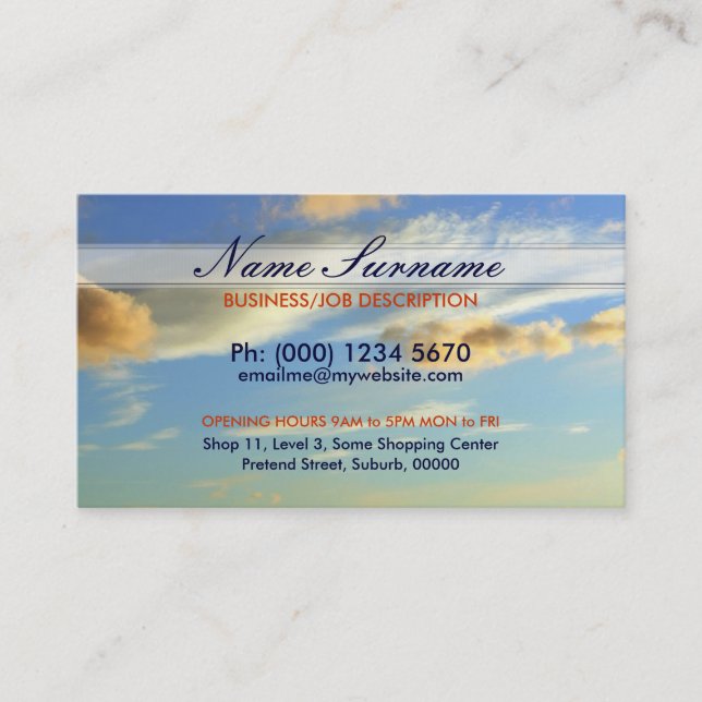Affärskorten Cloudscape Himlar Visitkort (Framsida)