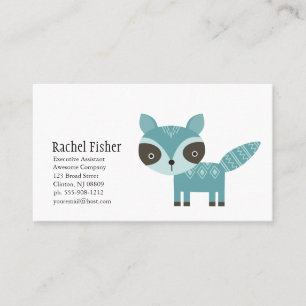 Affärskorten Cute Animal Blue Raccoon Visitkort