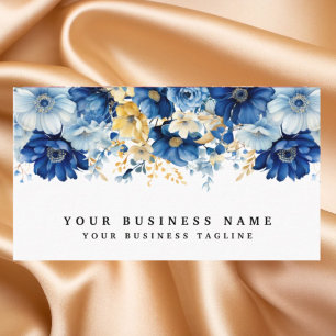 Affärskorten elegant Blue och Guld Flowers Visitkort