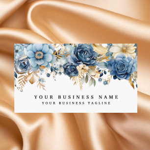 Affärskorten elegant Blue och Guld Flowers Visitkort