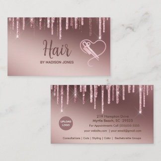 Affärskorten Girly Hair Stylist Heart Glitter Visitkort