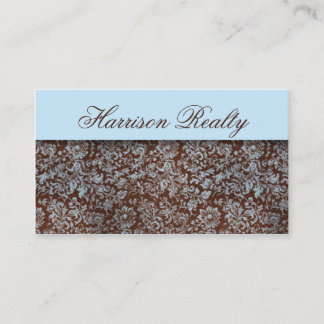 Affärskorten Himlar Blue Brown Ro Damask Snöre Visitkort