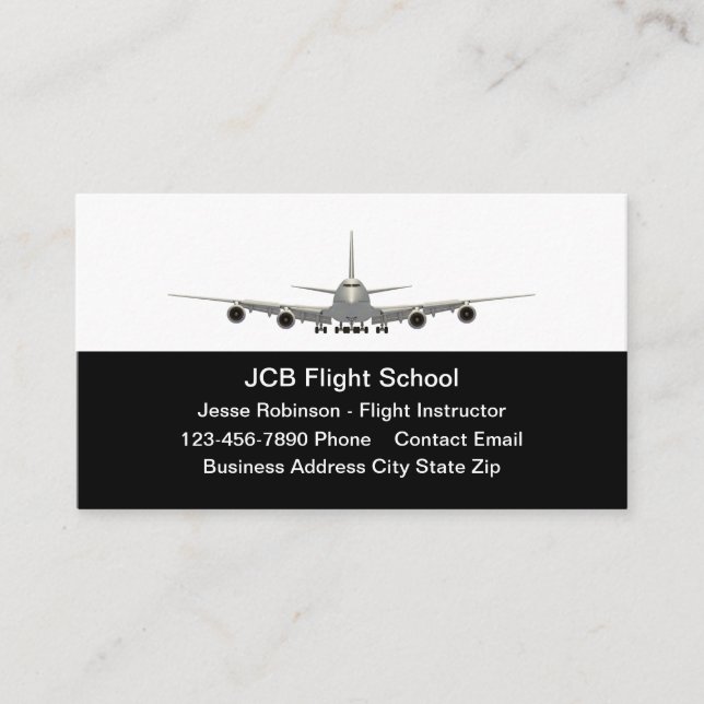Affärskorten i Jet planerar flygskolor Visitkort (Framsida)