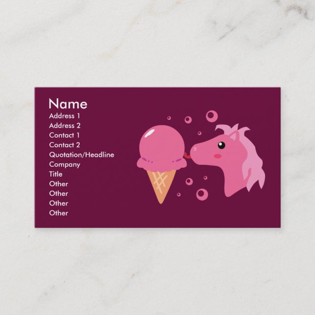 Affärskorten Ice Cream Pony Visitkort (Framsida)