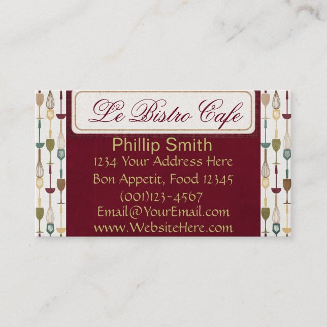 Affärskorten Le Bistro Cafe Visitkort (Framsida)