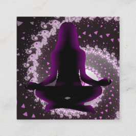 Affärskorten lila och Black Mediation Yoga Fyrkantigt Visitkort