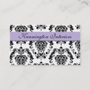 Affärskorten Lilac Lave Lila Black Damask Snöre Visitkort