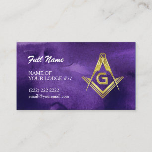 Affärskorten Masonic Grand Lodge Lila och Guld Visitkort