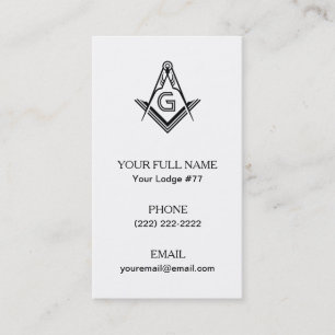 Affärskorten Masonic Square & Compass, Freemason Visitkort