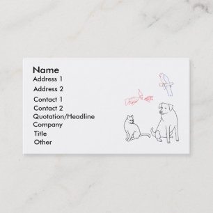 Affärskorten Pet Sitta, Hund Cat Bird Fish Visitkort