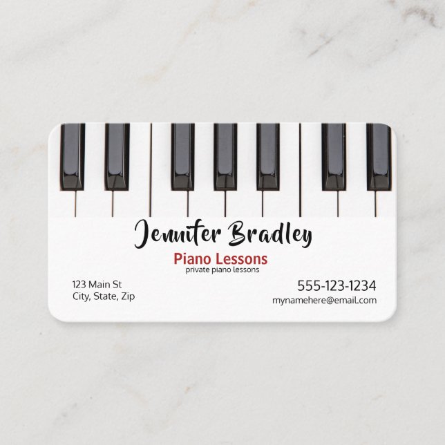 Affärskorten Piano Teacher Visitkort (Framsida)