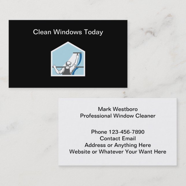 Affärskorten professionell Windows Washer Tema Visitkort (Fram/baksida)