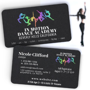 Affärskorten Rainbow Glitter Dance Studio Black Visitkort
