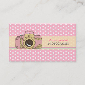 Affärskorten Retro Camera Photography Polka Dot Visitkort
