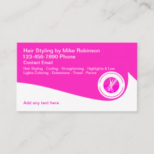 Affärskorten rosa Beauty Hairstylist Tema Visitkort
