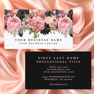 Affärskorten rosa och svart Ro Flowers Visitkort