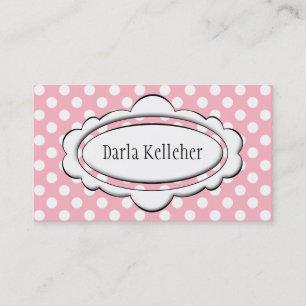 Affärskorten rosa och vit polka visitkort