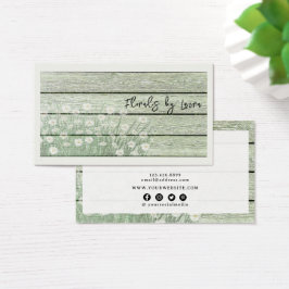 Affärskorten Rustic Distress Grönt Wood Blommigt Visitkort