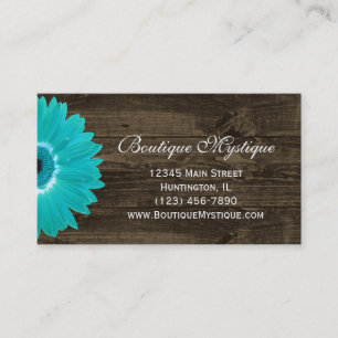 Affärskorten Rustic Teal Gerber Daisy Visitkort